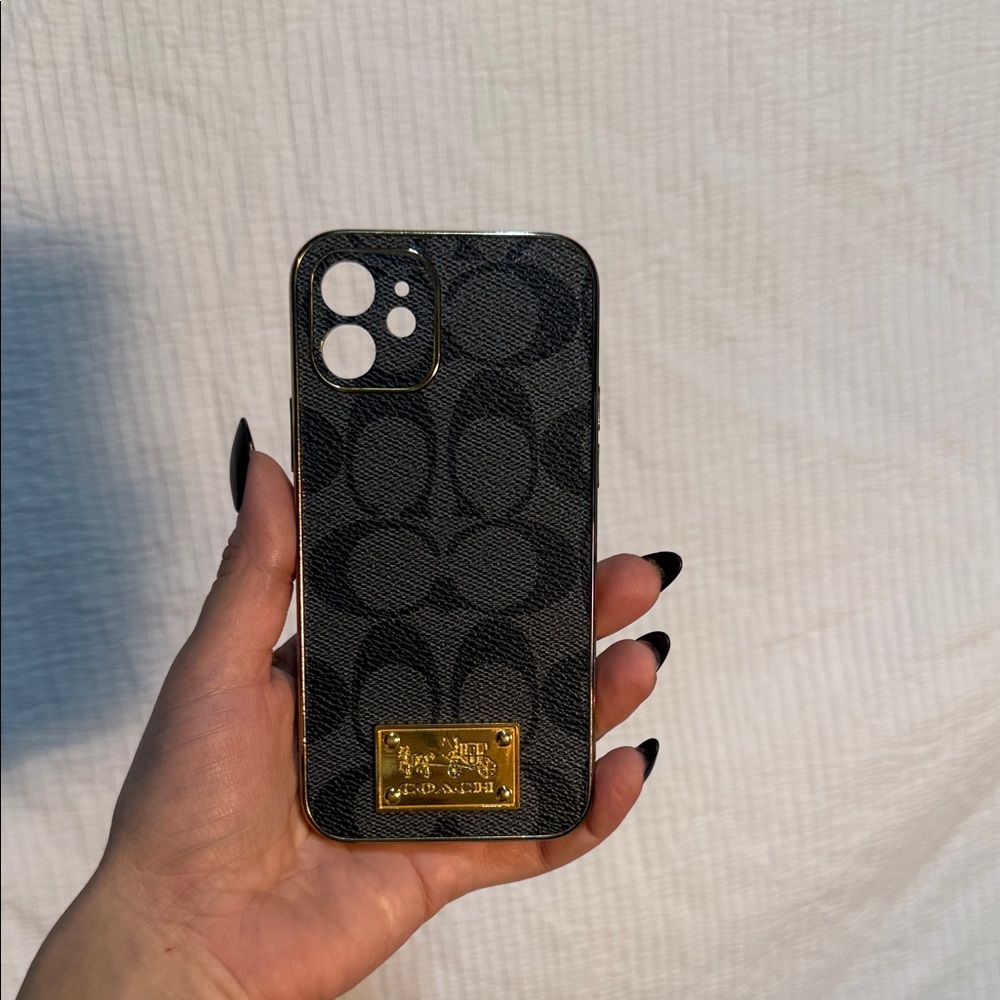 Coach Black and Gold Patterned Phone Case